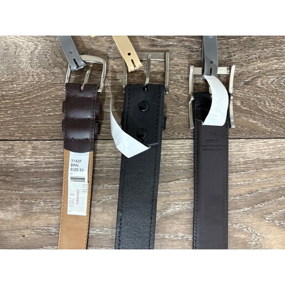 NEW MENS PLUS SIZE LEATHER BELTS SIZE 50 3 PCS. BROWN-BLACK REVERSIBLE READ!! - Picture 4 of 10